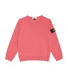 Stone Island Red Crewneck Sweatshirt With Removable Compass Logo Applied On The Sleeve In Cotton Boy In Pink