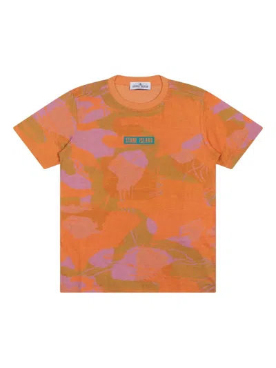 Stone Island Kids' Cotton T-shirt In Orange