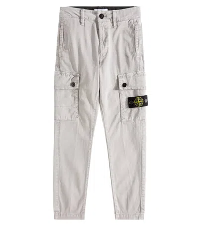 Stone Island Junior Kids' Cotton Tapered Pants In Brown