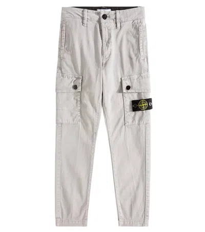 Stone Island Kids' Cotton Tapered Pants In Grey