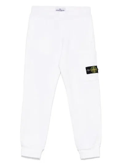 Stone Island Kids' Cotton Track Pants In White