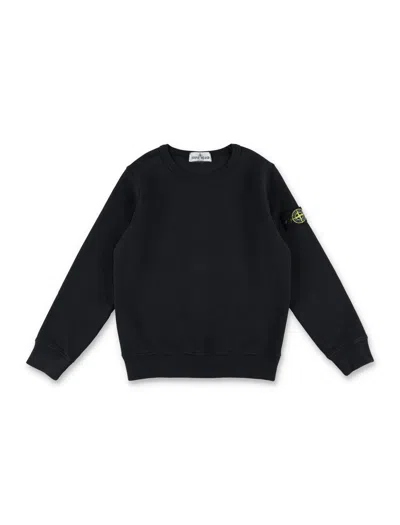 Stone Island Junior Kids' Crew Neck Basic Fleece In Black