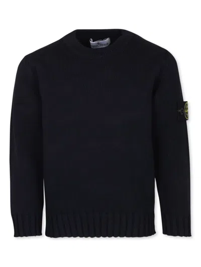 Stone Island Kids' Crew-neck Knit Sweater In Blue