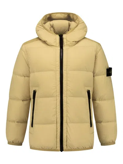 Stone Island Junior Kids' Crinkle Reps Padded Jacket In Yellow