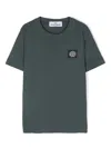 Stone Island Dark Green T-shirt With Logo Patch In Multicolour