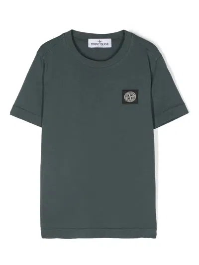 Stone Island Kids' Dark Green T-shirt With Logo Patch In Multicolour
