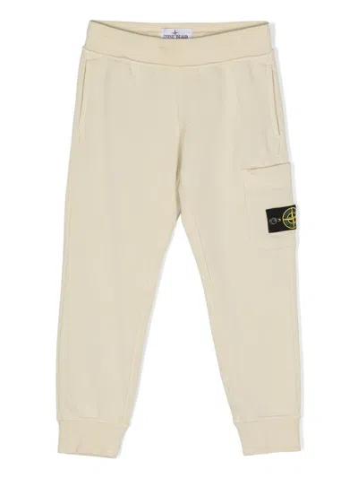 Stone Island Junior Kids' Dove Joggers With Logo Patch In Brown