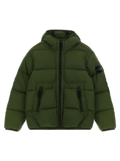 Stone Island Junior Down Jacket In Olive Green