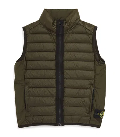 Stone Island Kids' Down Padded Gilet In Military Green