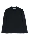 Stone Island Embroidered-logo Knitted Jumper In Blue