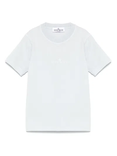 Stone Island Kids' Embroidered-logo T-shirt In 蓝色