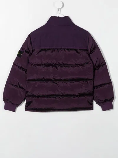 Stone Island Kids' Feather-down Padded Jacket In Purple