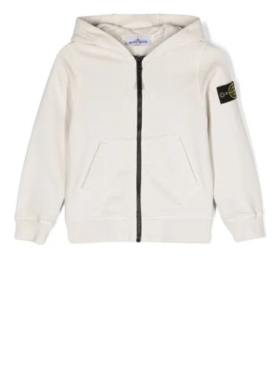 Stone Island Kids' Felpa Logo-patch Hoodie In Nude