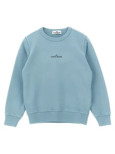 Stone Island Junior Front And Back Print Sweatshirt In Blue