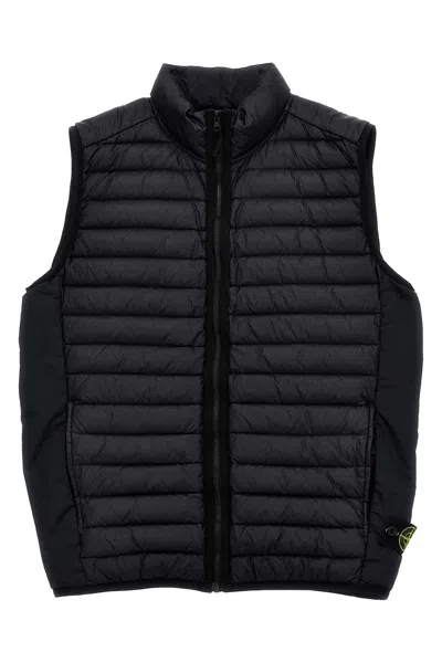 Stone Island Junior 'g0224 Loom Woven Chambers R-nylon Down-tc' Vest In Black