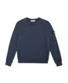 Stone Island Junior Garment Dyed Crewneck Sweatshirt In Blue