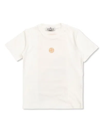 Stone Island Kids' Graphic-print T-shirt In White