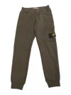 Stone Island Green Pants With Elastic Waist And Logo Patch On The Front In Cotton Boy In Green