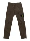 Stone Island Green Pants With Logo Patch On The Front In Cotton Stretch Boy In Green
