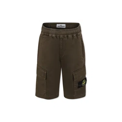 Stone Island Kids' Green Shorts For Boy With Logo