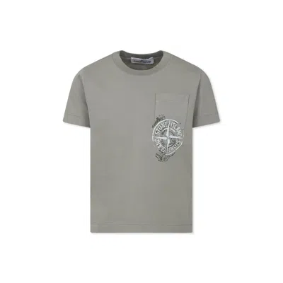 Stone Island Kids' Green T-shirt For Boy With Compass