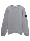 STONE ISLAND JUNIOR GREY LONG-SLEEVED SWEATSHIRT AND PATCH LOGO WITH BUTTONS IN COTTON BOY