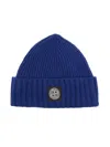 Stone Island Compass-patch Beanie In Blue