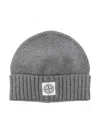Stone Island Compass-patch Beanie In Grey