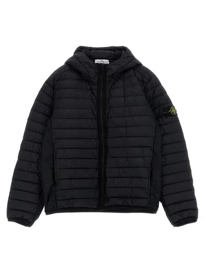 Stone Island Junior Hooded Down Jacket In Black