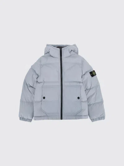 Stone Island Kids'  Junior Hooded Nylon Ripstop Down Jacket For Boys In Gray