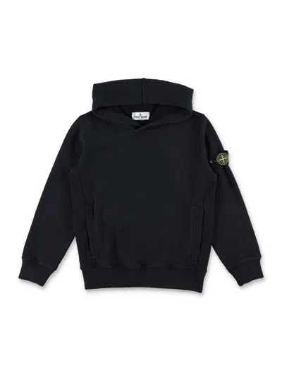 Stone Island Junior Hooded Sweatshirt In Black
