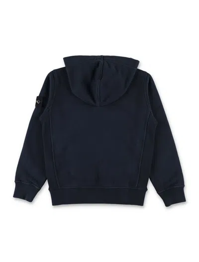 Stone Island Junior Hooded Zip Sweatshirt In Blu