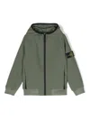 Stone Island Kids' Compass-patch Hooded Jacket In Green