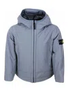 Stone Island Padded Jacket With Hood In Technical Fabric Made With Recycled Bottles E.dye Technology With Primalo In Blue