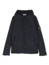 Stone Island Compass-badge Hooded Jacket In Blue