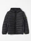 Stone Island Compass-patch Hooded Padded Jacket In Schwarz