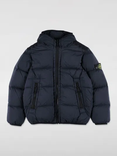 Stone Island Hoodie Downjacket In Blau