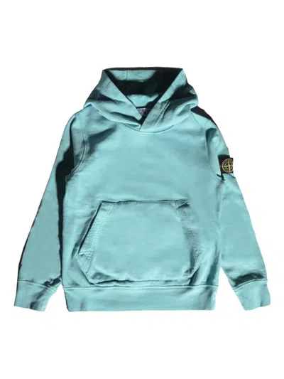 Stone Island Kids' Jersey-texture Hoodie In Blue