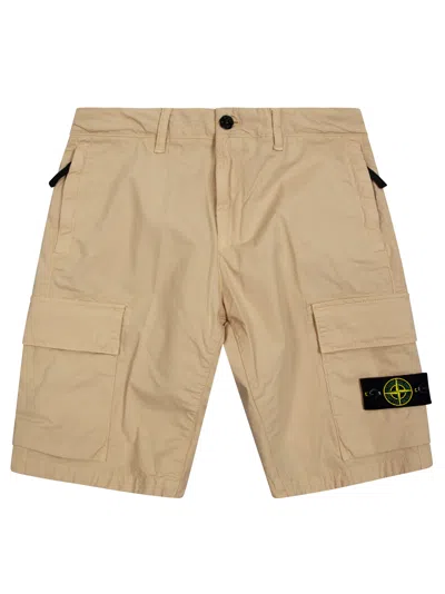 Stone Island Junior Junior Bermuda Shorts With Logo In Brown