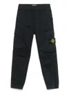 Stone Island Blue Pants With Elastic Waist And Logo Patch On The Pocket In Cotton Stretch Boy In Blu