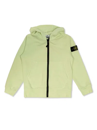 STONE ISLAND BROWN SWEATSHIRT WITH FIXED HOOD AND LOGO PATCH ON THE SLEEVE IN COTTON BOY