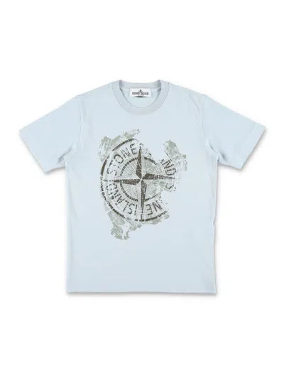 Stone Island Kid - Printed T-shirt In Sky Blue