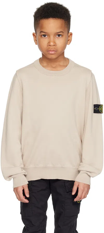 Stone Island Kids Beige Crewneck Sweater In V0091 -natural Beige