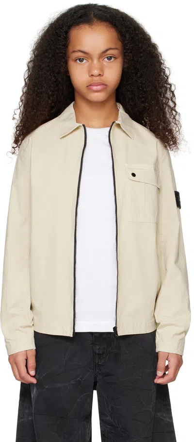 Stone Island Kids Beige Logo Patch Shirt In V0095 Sand