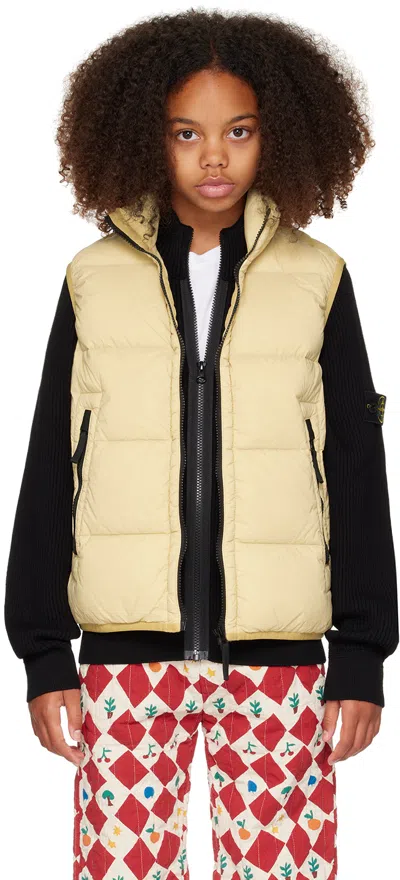 Stone Island Kids Beige Zip Down Vest In V0091 Natural Beige