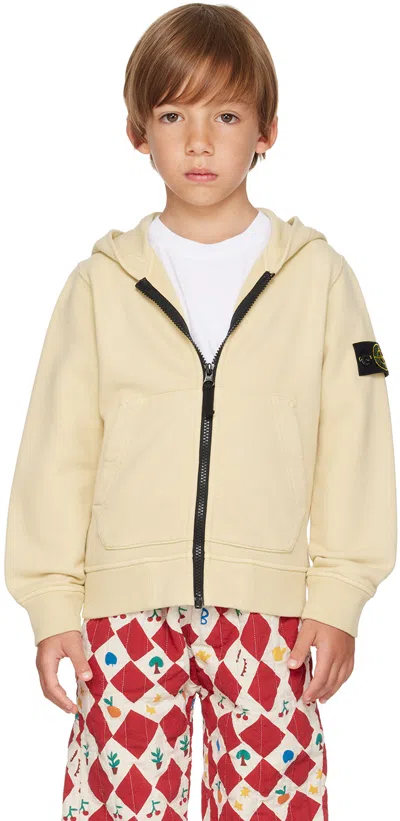 Stone Island Kids Beige Zip Hoodie In V0091 Natural Beige