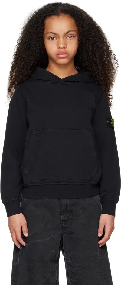 Stone Island Kids Black 61620 Organic Cotton Hoodie In V0029 Black