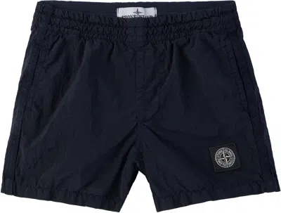 Stone Island Junior Kids Black B100001 Nylon Metal Econyl Swim Shorts In V0020 Navy Blue