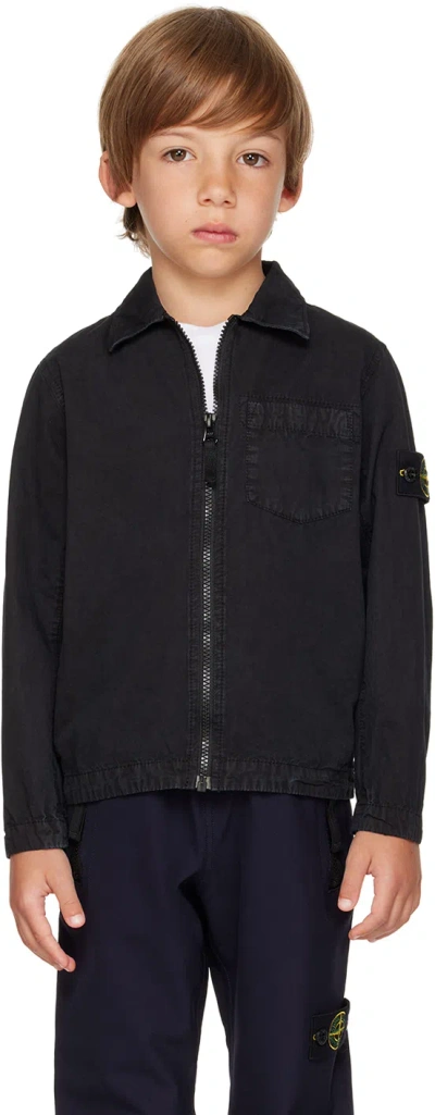 Stone Island Junior Kids Black Garment-dyed Shirt In V0129 Black