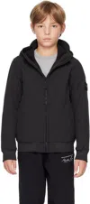 Stone Island Kids Black Logo Patch Jacket In V0029 Black